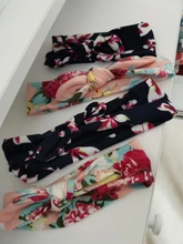 2 unids/set mamá y bebé madre bebé turbante de la hija de mamá de conejo diadema para orejas impresión Floral padre-hijo accesorios para el cabello