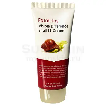 

BB face cream with extract of mutsin snails farmstay visible difference snail BB Cream SPF50 +/PA ++ +