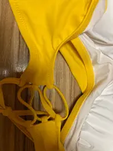 Swimsuit Women Bikini-Sets Bathing-Suits Lemon CUPSHE Lace-Up Print Two-Pieces Sexy Yellow