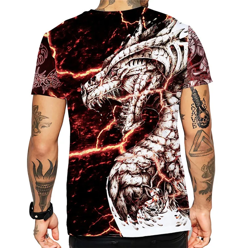 Cool Flying Dragon Art 3D Printed Men's T-shirt 2022 Summer Fashion O Neck Short Sleeved Tops Hipster Casual Street Wear Clothes cool t shirts