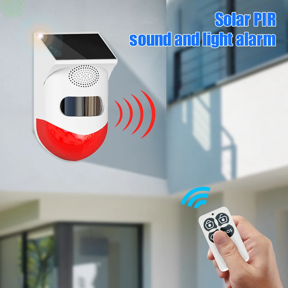 Solar Infrared Alarm Detector Sensor RF433 Remote Control Wireless Home Burglar Security Alarm Siren PIR Motion Sensor Detector wifi panic alarm