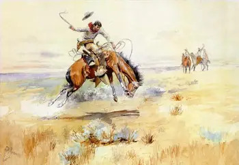 

10 Hand Painted Art Paintings by College Teachers - the bronco buster Charles Marion Russell American - Oil Painting on Canvas