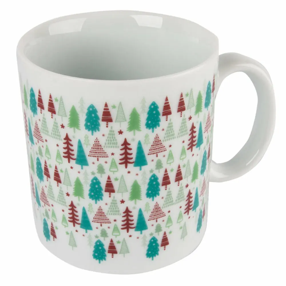 

Biggdesign Pine Tree Ceramic Cup, Patterned Pine Tree, Suitable for Hot and Cold Drinks, 330 ml, white