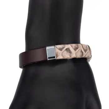 

Leather bracelet (genuine leather, magnetic lock, Brown) 53779