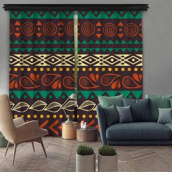

Cipcici Multi Color Ethnic Pattern 2 Panel Curtain For Livingroom Luxury Modern Window Curtain Bedroom Blackout Darkering Thick