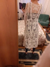 Lace Kimono Swimwear Embroidery Long-Cardigan Beach-Cover-Up Transparent Fitshinling