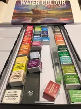 Conjunto de pinturas de acuarela sólidas, pigmento Superior de 12/24/36/48 colores, caja de lata para pintar acuarela, juego suministros arte