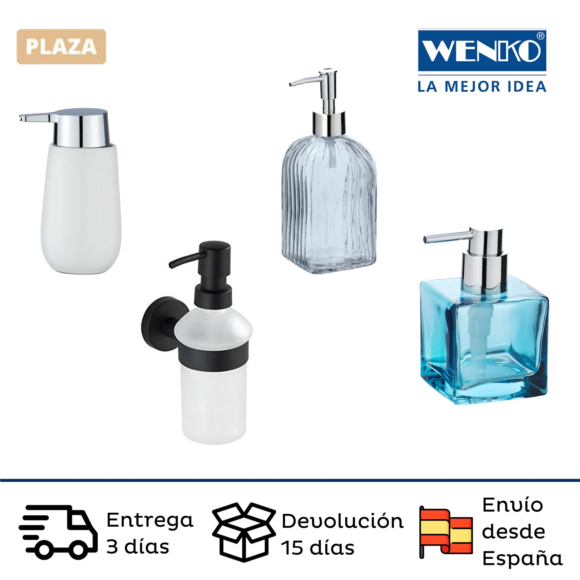 Distributeur de savon liquide BADI, noir, WENKO, WENKO