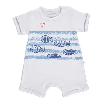 

ebebek Carmin Baby Summer Boy Fish Printed Interlock Short Sleeve Romper