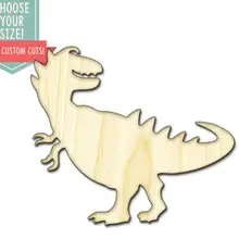 Динозавр вырезанный по дереву-на заказ Выберите свой размер-лазерная резка Деревянные Художественные товары для рукоделия Настенный декор свадебный детский DCS0165