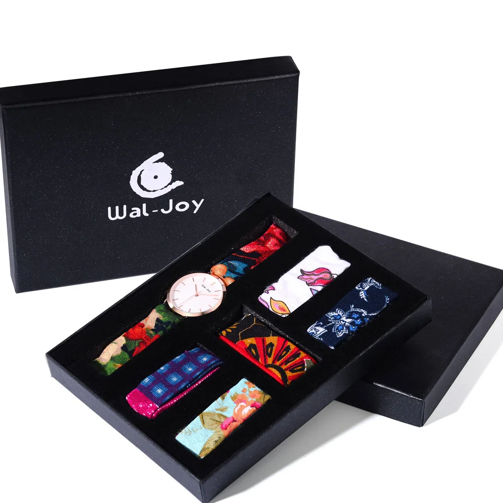 WJ-9018 Wal-Joy reloj часы в подарочной коробке набор тканевый ремешок богемные цветочные часы женские модные платья кварцевые наручные часы женские часы - Цвет: Watch Set