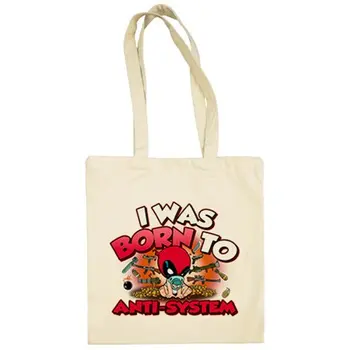 

Cloth bag I was born to antisystem funny spoof Baby Deadpool