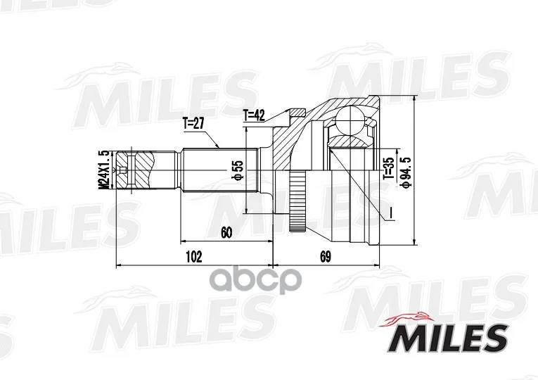 Шрус Nissan Almera N16 1.8-2.2di 00-11 Нар. Abs Miles Ga20287 Miles арт. GA20287