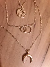 Colgante Retro de Luna y mapa del mundo para mujer, collar de oro Colodr multicapa, accesorios de joyería para fiesta