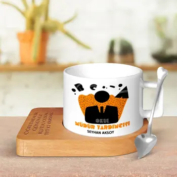 

Personalized School Assistant Manager Wood Altlıklı Ceramic Cup-2