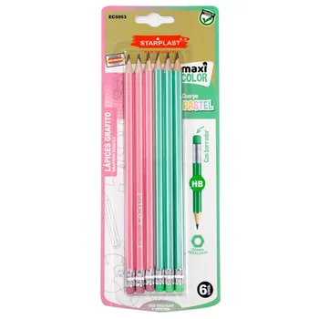 

Starplast Pencils de Graphite, Pack saving, Pencils HB, 6 pcs, to use school and Office, Colores rose and Green cake
