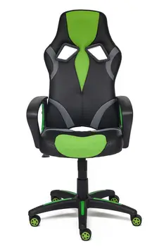 

Chair "Rider (Runner) Pu black leather + green grid)
