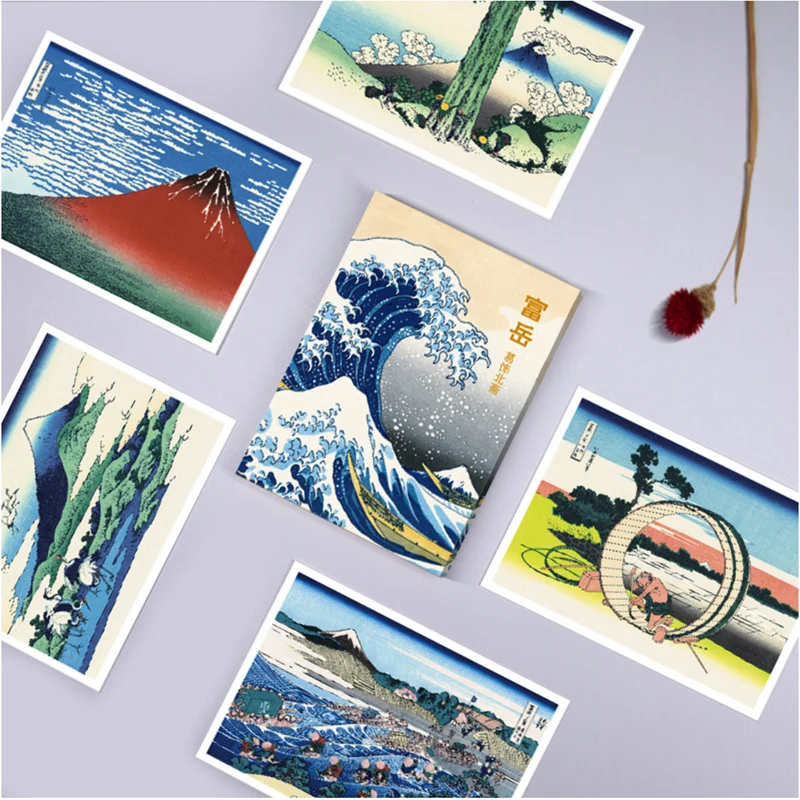 32Pcs/set Views of Mt. Fuji By Katsushika Hokusai Big Size (32K) Postcards Ukiyoe Postcards Wall Decor Gift Card