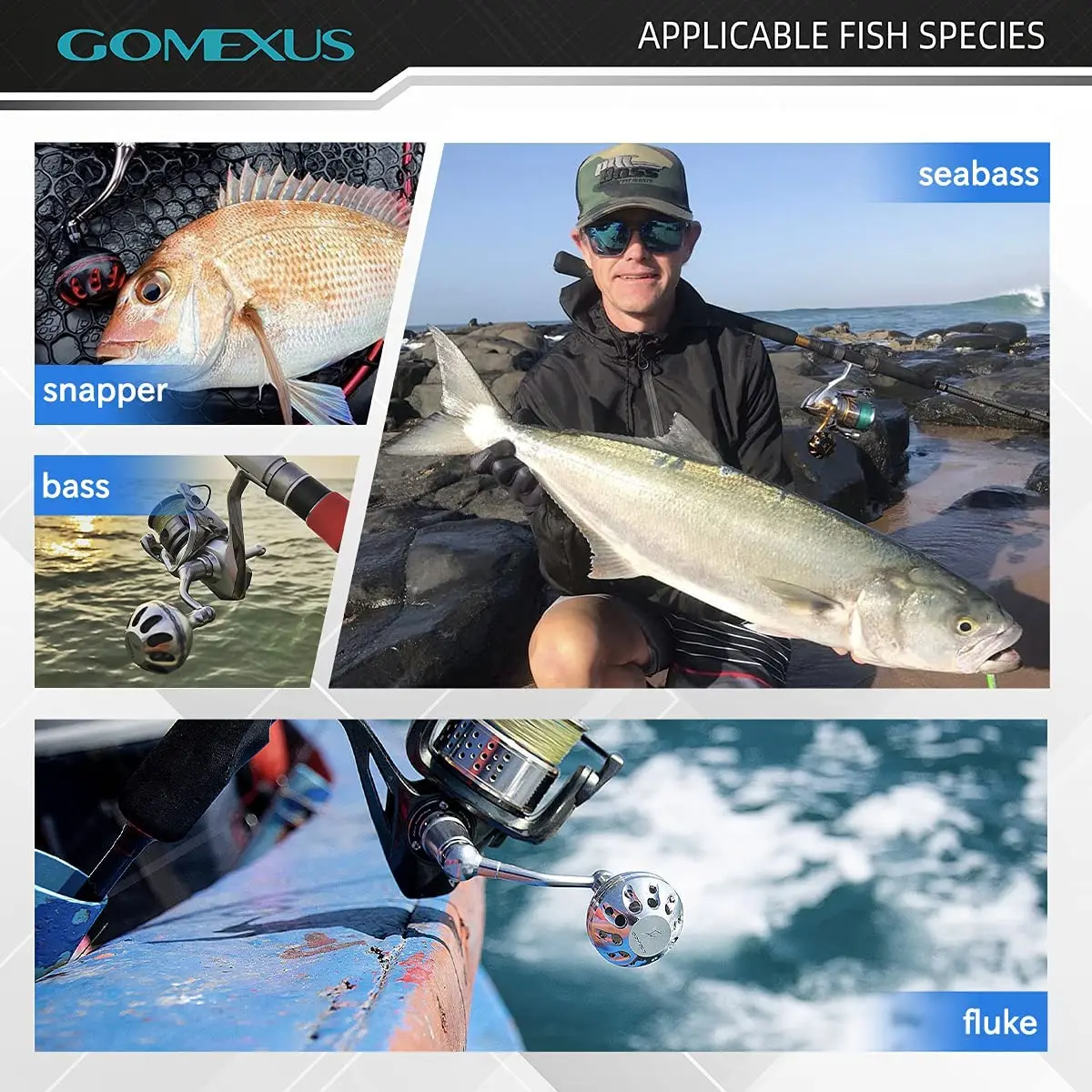 GOMEXUS-Poignée de moulinet de pêche, bouton à bascule pour Daiwa, Shimano, modèle 3000-5000, 38-41mm