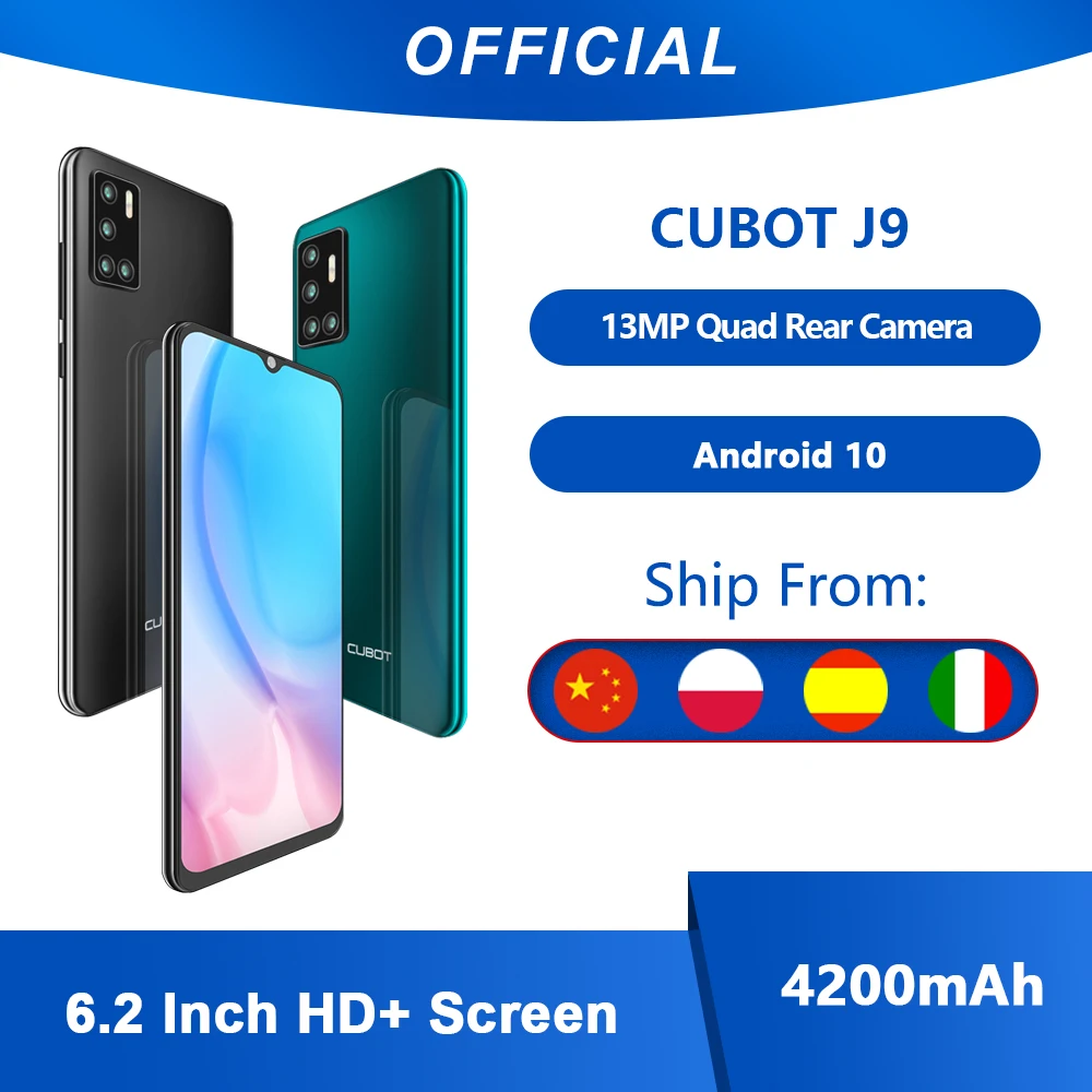 Cubot J9 Smartphone 6,2 pulgadas 4200mAh 13MP Triple Cámara Google Android ir tarjeta SIM Dual teléfono 2GB RAM + 16GB ROM 3G banda
