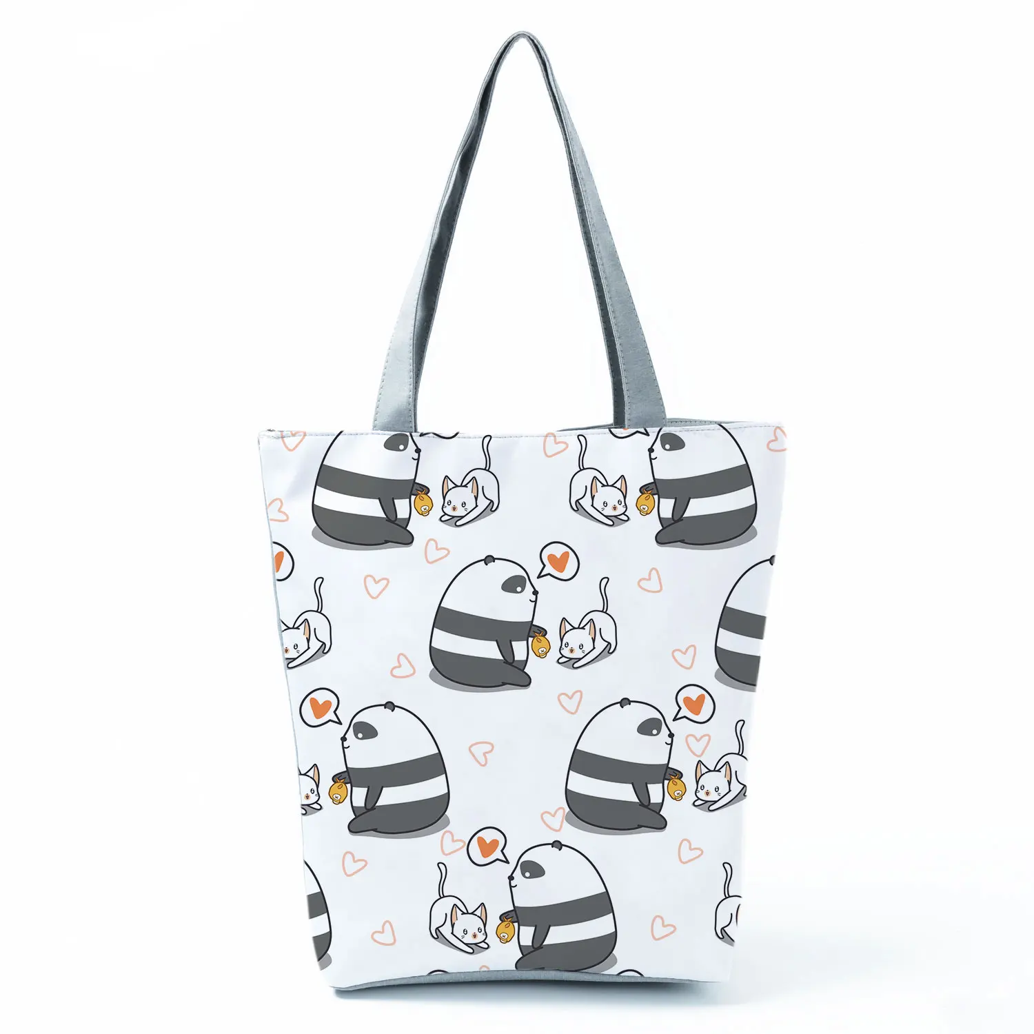 Cute Panda Print Handbags Cartoon High Capacity Women Shopping Bag Eco Reusable Casual Shoulder Bag Travel Beach Bag Lady Tote