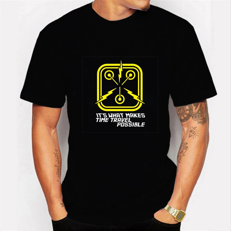 black t shirt 3 Футболка «Назад в будущее», светящаяся футболка, летние футболки с коротким рукавом «Назад в будущее», топы, уличная одежда, футболки, 4XL, унисекс - Цвет: black t shirt 3