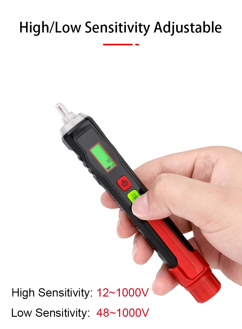 Voltage Indicator Non-contact Wire Break Detector Smart Electric Tester Live Null Check Hi Low Sensitivity AC 12-1000V HABOTEST electromagnetic field meter