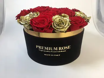 

Premium Box cylinder Velvet Rose default red round Box Black (red and gold, 11)