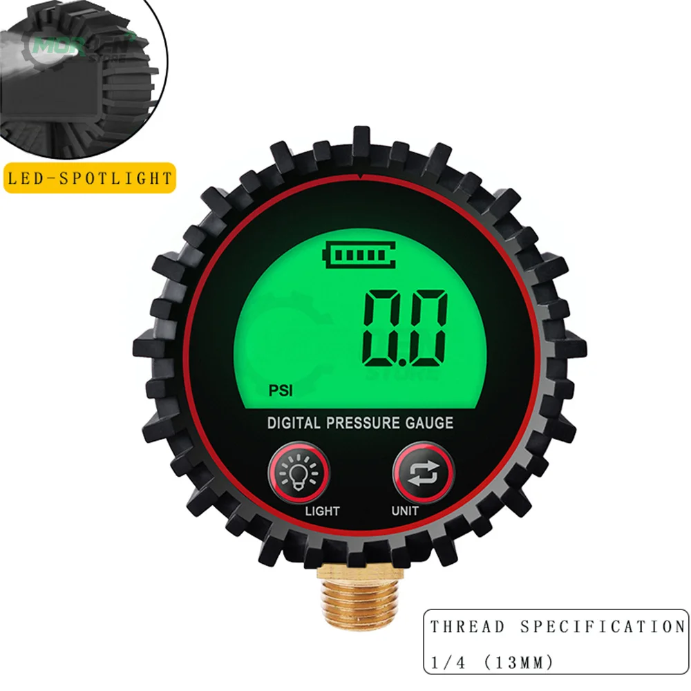 Rang to 255PSI Digital Gas Pressure Gauge with M11 1/4 1/8NPT Screw Thread Connector Rubber Protector For Car Truck Motorcycle pressure gauge fluid pressure gauge