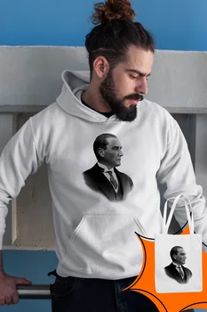 

Angemiel Wear Ataturk White Male Hooded Sweatshirt Bags Kombin