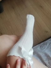 Calcetines de niñas bebé hasta la rodilla de la princesa calcetines con arcos de chica de bebé lindo calcetín de algodón de tubo de rayas DE LOS NIÑOS Calcetines de Navidad