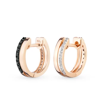 

Gold earrings with black diamonds sunlight sample 585