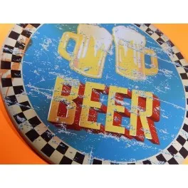 

BEER veneer poster Vintage decor plate for room wall, lounge, bar, garage