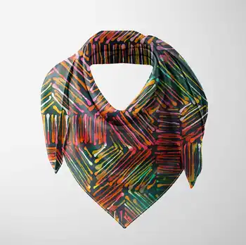 

Else Green Yellow Red Lines Geometric Abstract 3d Printed Square Rayon Fabric Neck Head Floral Pattern Scarf Scarves Women Hijab