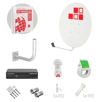 

Kit Antena Parabólica 80cm Receptor + LNB + Soporte + Cable + Conectores