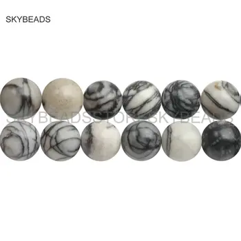 

Natural Black Matrix Picasso Jasper Semi Precious Stone Round 4mm 6mm 8mm 10mm 12mm Beads for Jewelry Making Sold by Strand