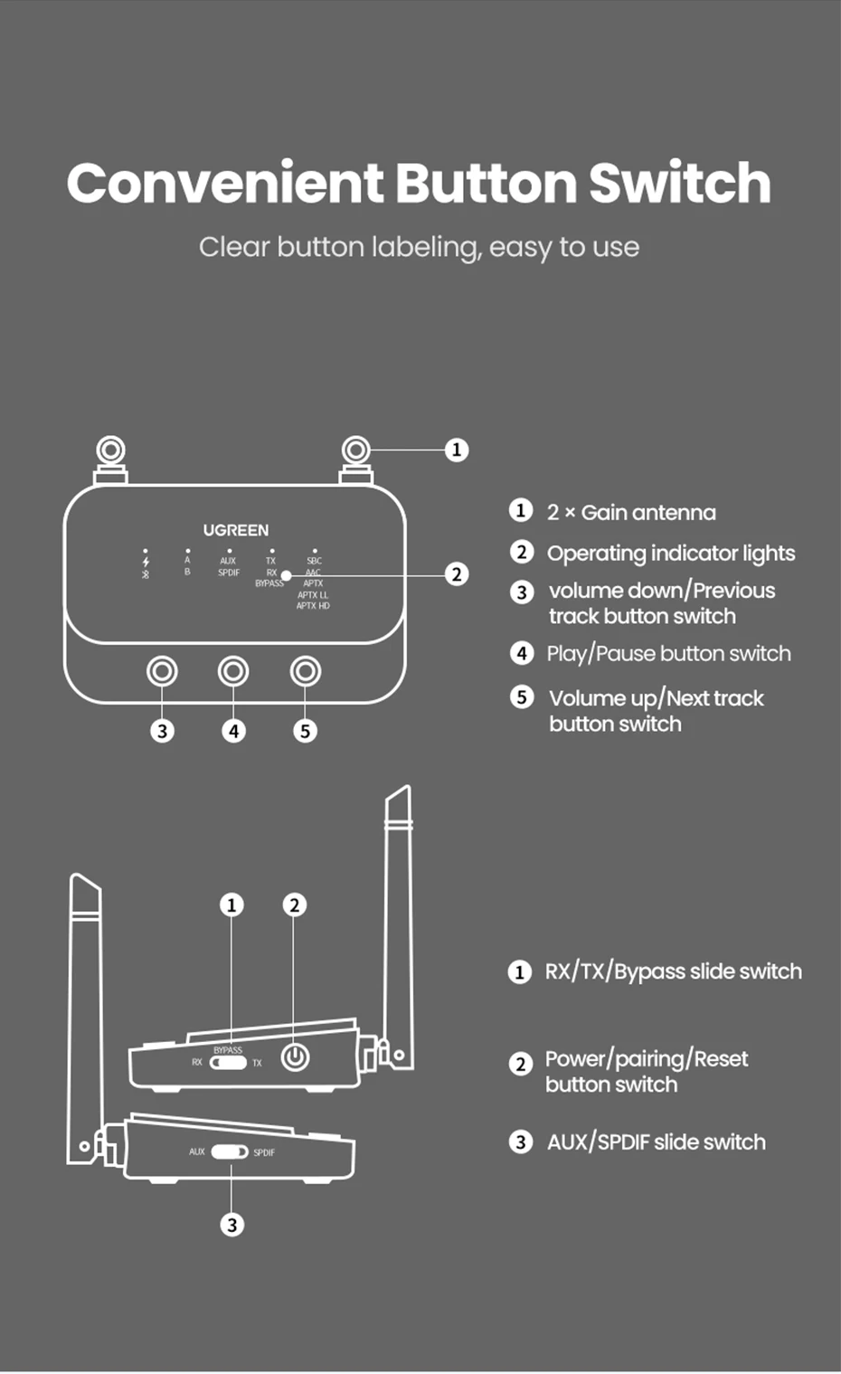 5.0, aptx, ll, aptx, hd, adaptador de