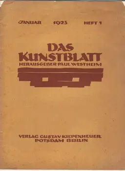 

Das Kunstblatt. Heft 1 Januar 1923