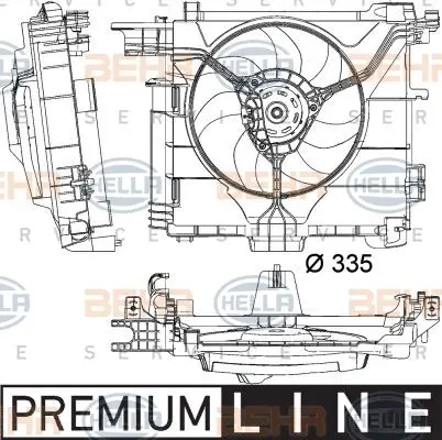 Вентилятор радиатора двигателя PREMIUM LINE SMART W 451 HELLA 8