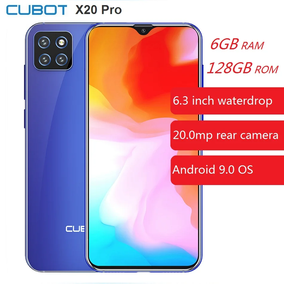 

CUBOT X20 Pro 4G Smartphone 6.3 inch Android 9.0 Helio P60 Octa Core 6GB RAM 128GB ROM 20.0MPCamera 4000mAh Mobile Cell Phone