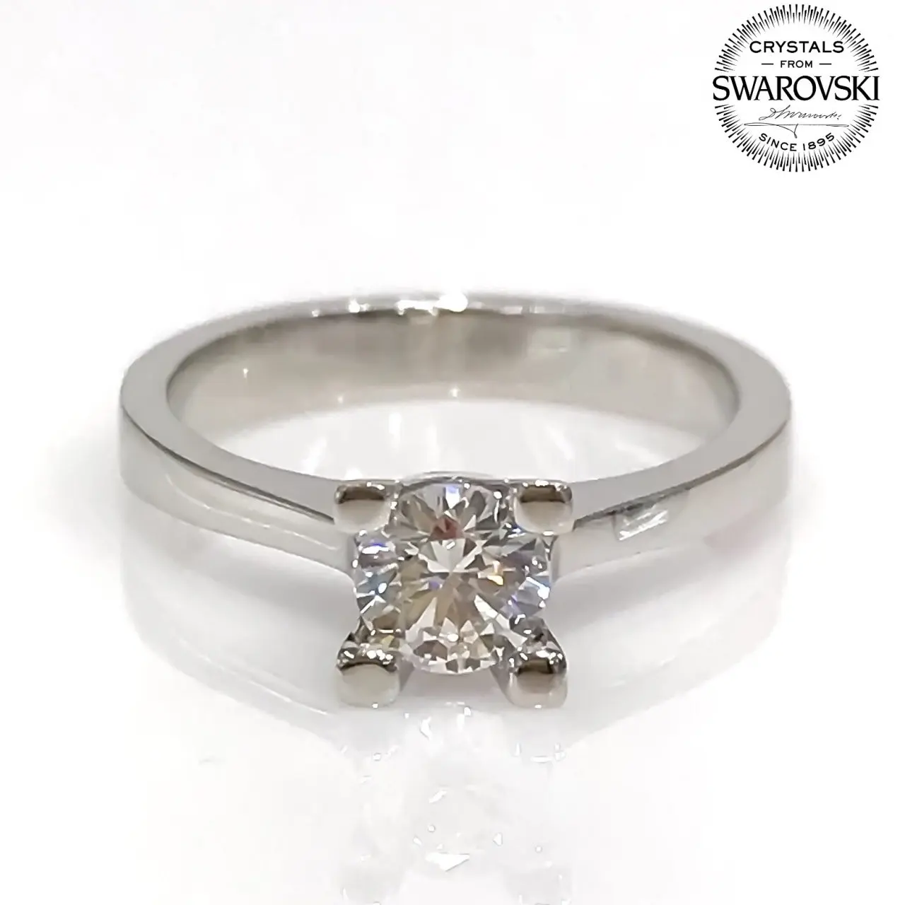 Оригинальное серебряное кольцо Swarovski 5 мм|Кольца| |