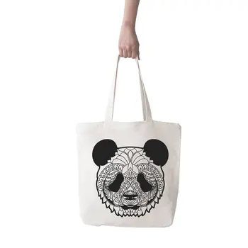 

Angemiel Bag Large Linear Panda Picture Shopping Beach Tote Bag