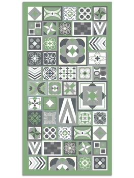 

Panorama Vinyl Rug Printed with Hydraulic Design in Green Colour | Kitchen Carpet Anti-Slip Flame Retardant | Living Room Rug | XXL Rugs | PVC Rugs