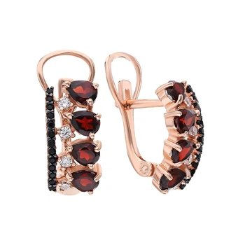 

Silver earrings with nanocrystal, cubic zirconia and Garnet sunlight sample 925 test