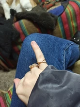 KISSWIFE-Juego de 8 anillos de color dorado para mujer, diseño redondo simple, hecho a mano, anillo geométrico, regalos de joyería para mujer