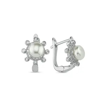 

Angemiel 925 Sterling Silver Pearl & Zircon Crystal Earrings