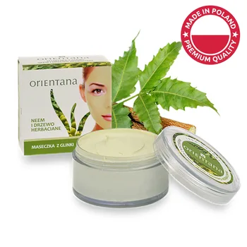 

Orientana Natural CLAY FACE MASK with Neem & Tea Tree - Purifying, Healing, Minimizing, Controlling & Preventing acne, 50 g