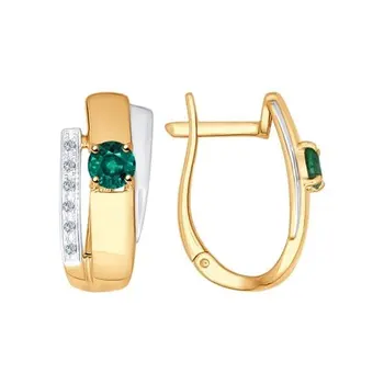 

Sokolov drop earrings with stones in gold with diamonds and emeralds, fashion jewelry, 585, women's male, long earrings