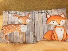 Cushion-Cover Pillow-Case Animal Squirrel 45x45cm Nordic Cartoon Decor Fox Colorful Cute