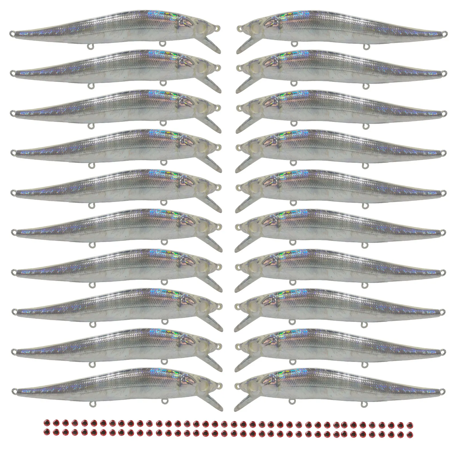 Iscas de Pesca Duro com o Sistema de Transferência de Peso 11cm 13g Versão Holográfica Jerkbaits Naufrágio Lento Minnow Crankbait 20 Pçs – Set ko